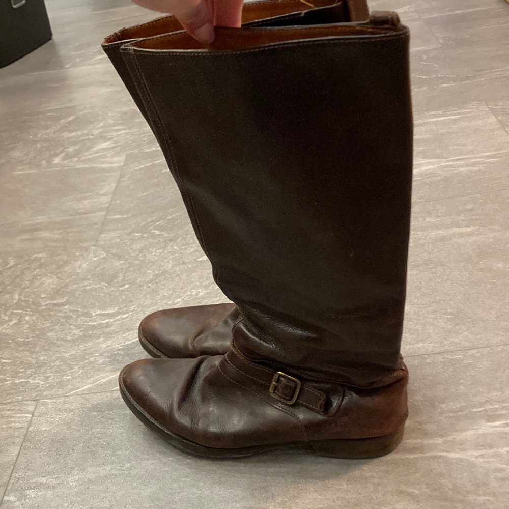 Brown J. Crew leather riding boots